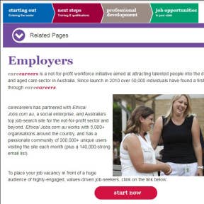 Click on "Start now" to access to the employer portal.