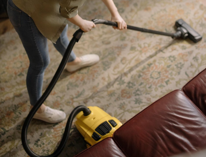 Carpet Cleaning Technician vacuuming a carpet