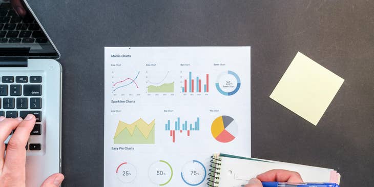 Category Manager analyzing and researching sales trend to create marketing materials