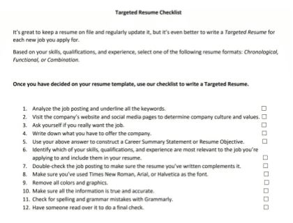 Targeted resume template.