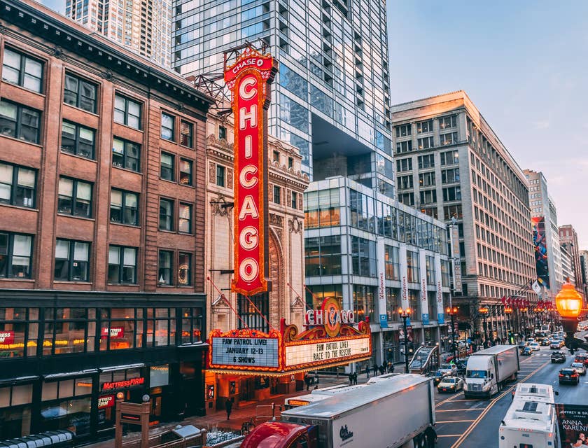 A busy street in Chicago, Illinois.