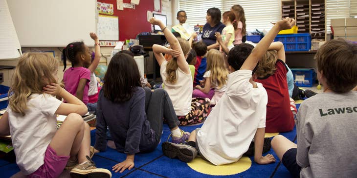 Child Care Specialist supervising a group of children in a daycare center