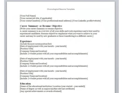 Chronological Resume template