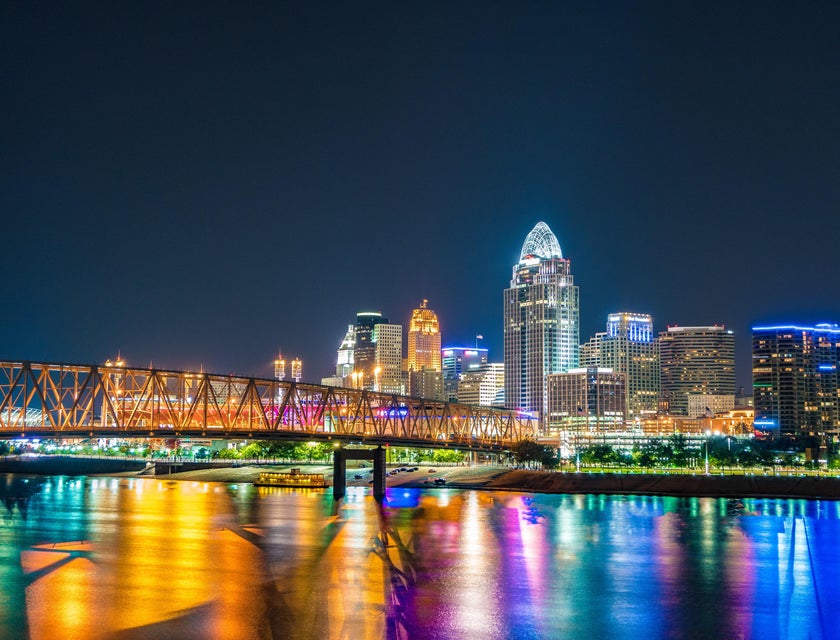 A view across the river of Cincinnati, Ohio.
