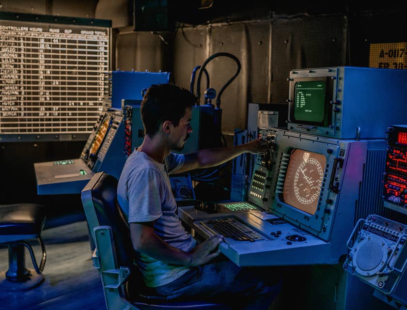 A CNC Operator working on a computer numerical controller making sure it is working properly and in accordance with guidelines.