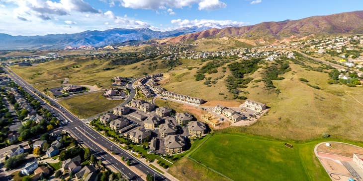 An aerial view of Colorado Springs, Colorado.