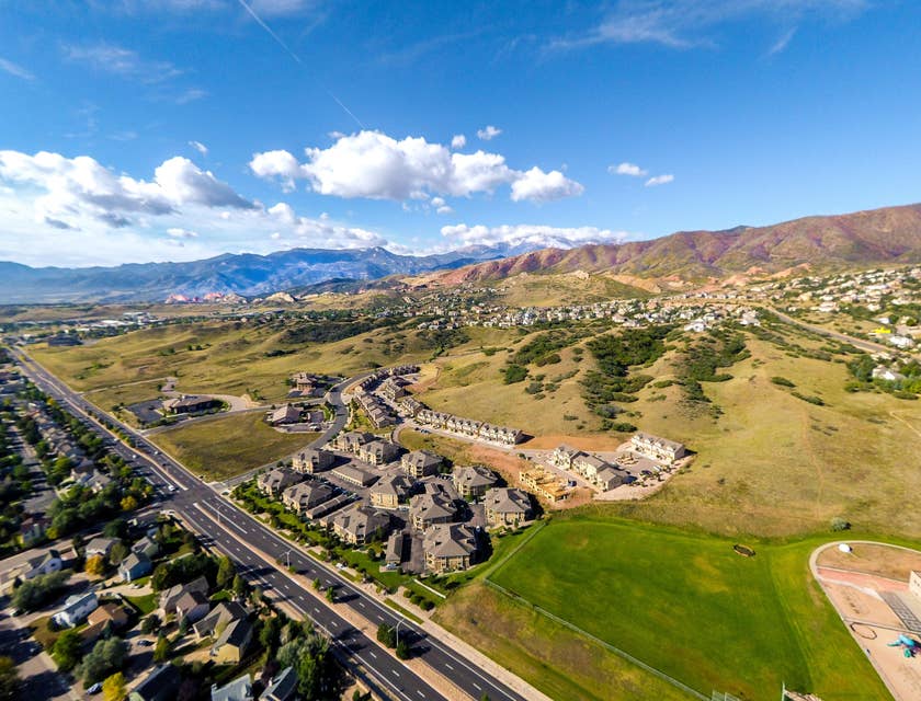 An aerial view of Colorado Springs, Colorado.