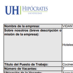 Completa la solicitud de vacante.