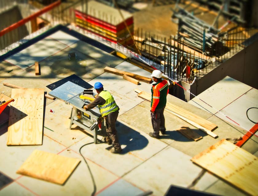 Contractor inspecting the quality of work done.