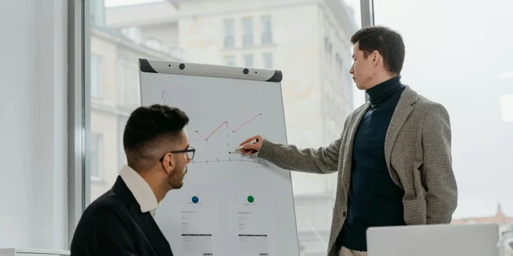 A controller presenting financial reports and risk analysis.