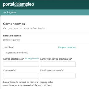 Crea tu cuenta de empleador.