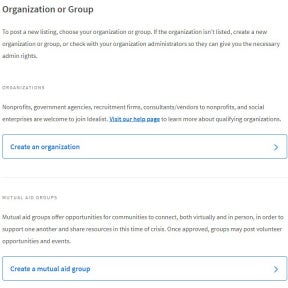 Create an organization or a mutual aid group.