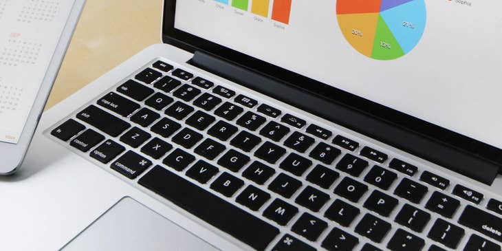 Data Analyst business charts on a computer