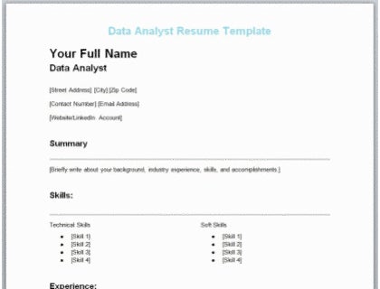 Data Analyst resume template