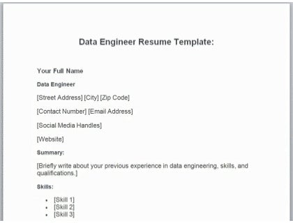 Data Engineer Resume Template