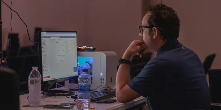 A data entry typist working on a computer.