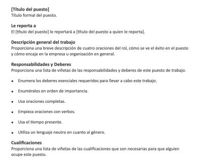 Descarga de ejemplo de plantilla de descripción de trabajo.