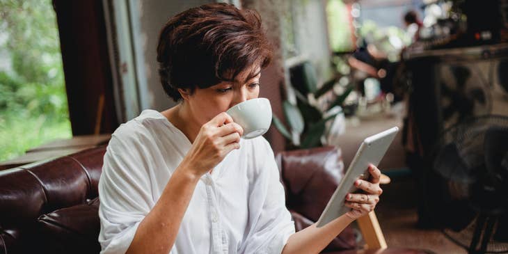 Design Consultant browsing the client's mobile website to determine what improvements it needs