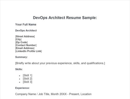 Devops architect resume template
