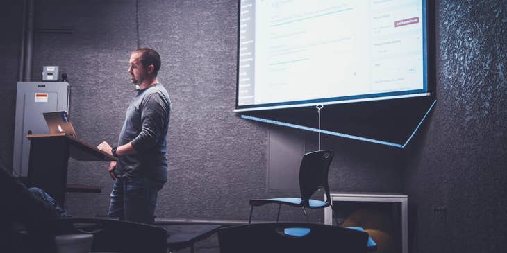 Digital Media Planner in the middle of delivering a presentation