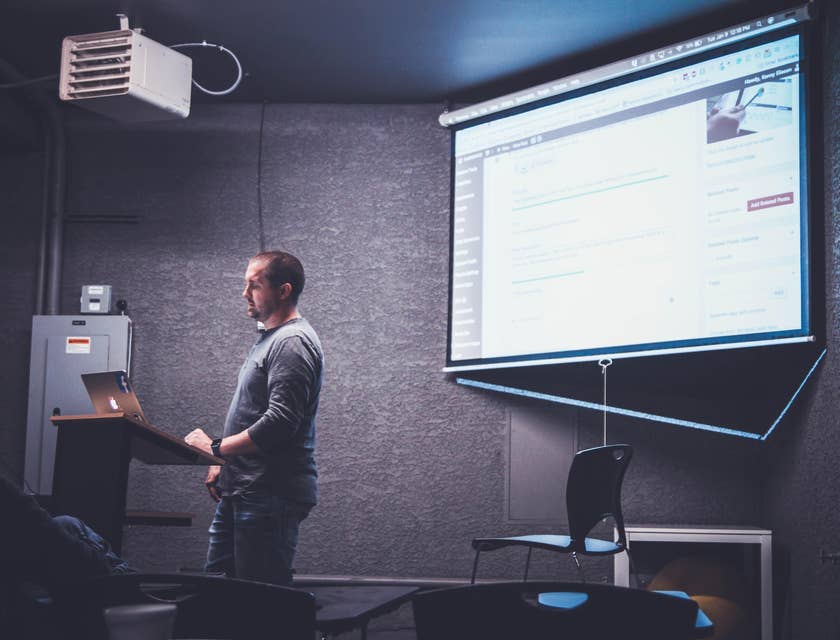 Digital Media Planner in the middle of delivering a presentation