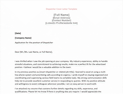 customer service dispatcher cover letter