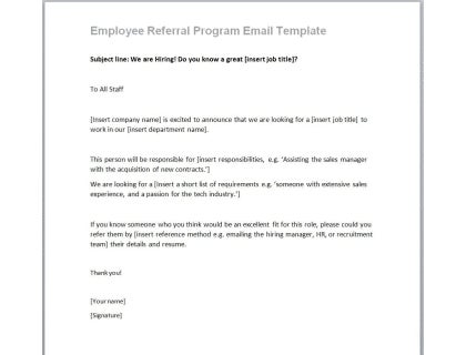Referral Email Template Referral Email Template