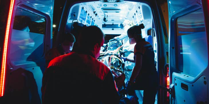 EMT provides patients with basic life support and transport to medical facilities.