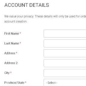Enter your account and billing details.