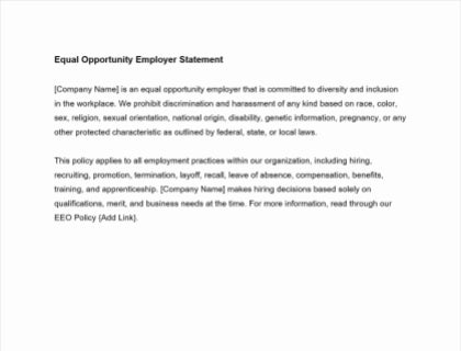 Equal opportunity statement download