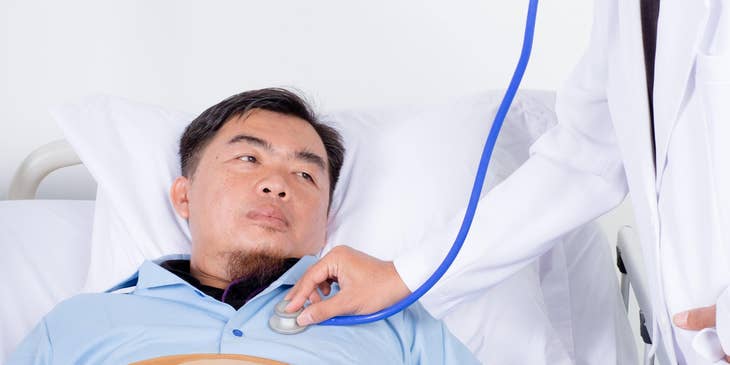ER Doctor examines the patient as soon as it arrived at the emergency room.