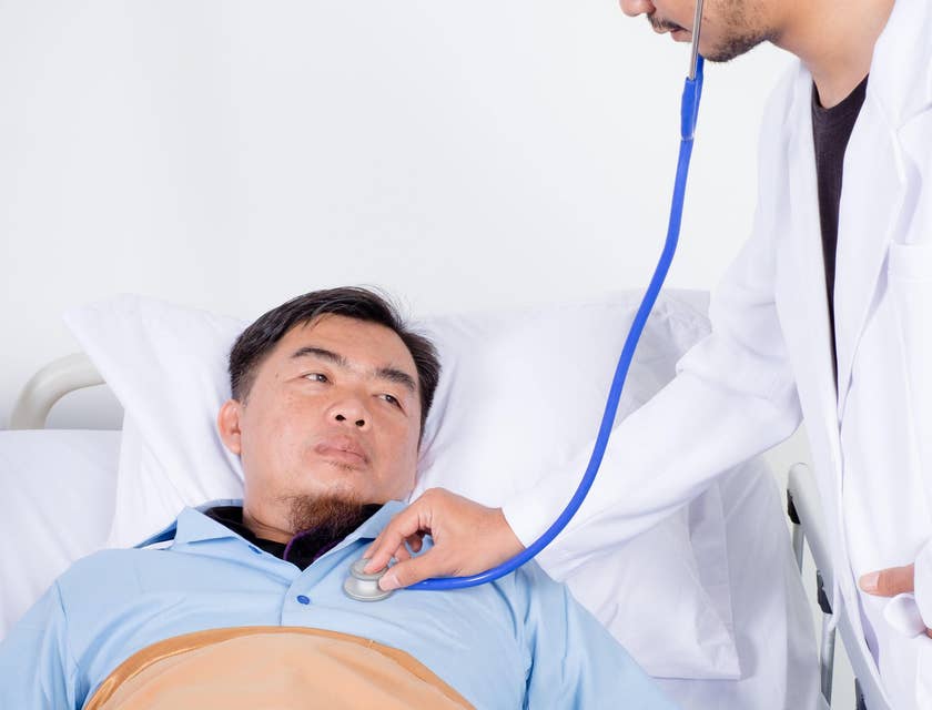 ER Doctor examines the patient as soon as it arrived at the emergency room.