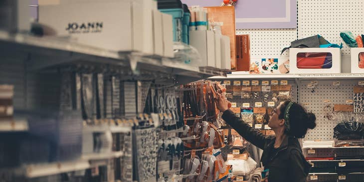 Woman shopping at a local business.