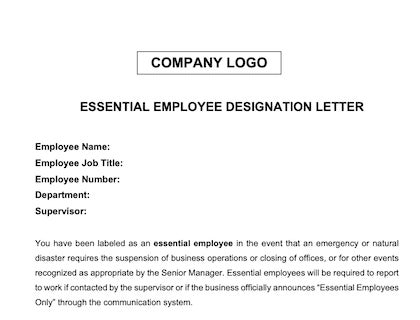 Essential worker letter