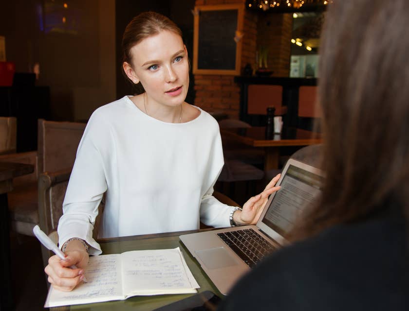 The Event Specialist interacts with a potential client.