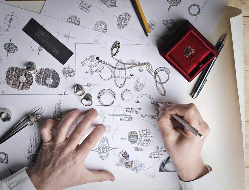 Fashion Designer sketching a new design of fashion accessory