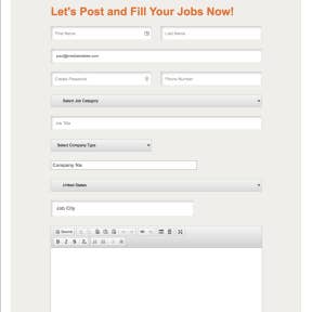 Fill in the job information in the form.