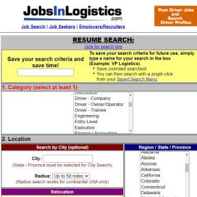 Fill in the resume search fields.