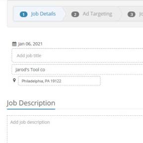 Add your job information.