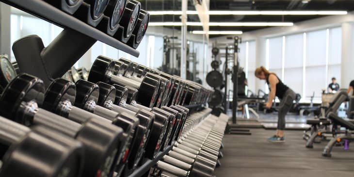 woman working out in a fitness center