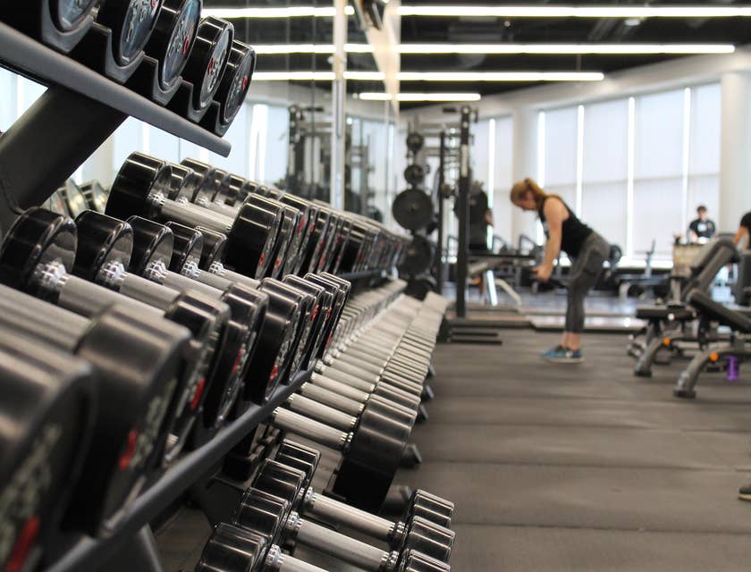woman working out in a fitness center