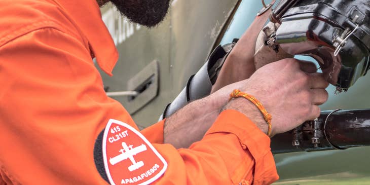 Fitter job working on an aircraft.