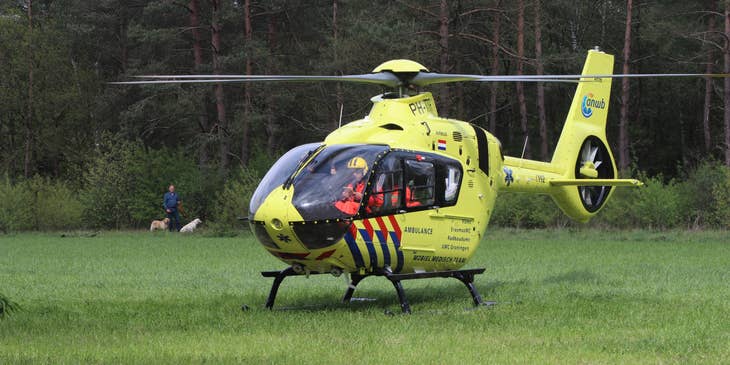 Flight Nurse informing awaiting emergency departments on the patient's condition before taking off.