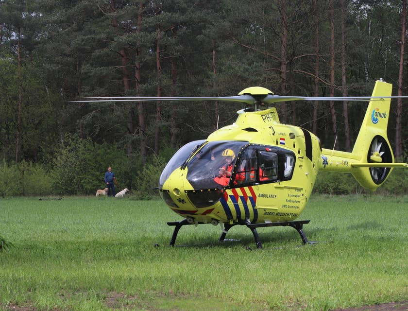 Flight Nurse informing awaiting emergency departments on the patient's condition before taking off.