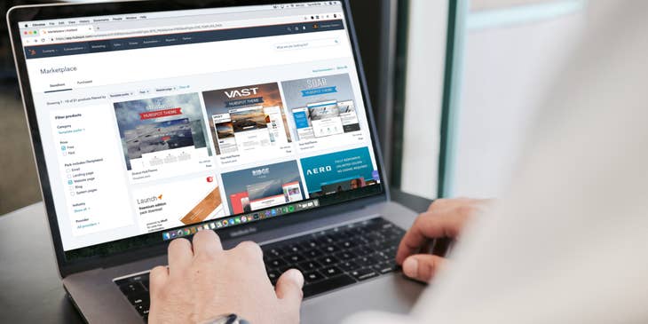 Front-end developer working behind a laptop