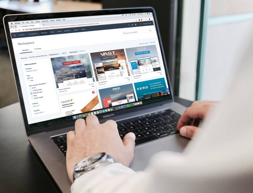 Front-end developer working behind a laptop