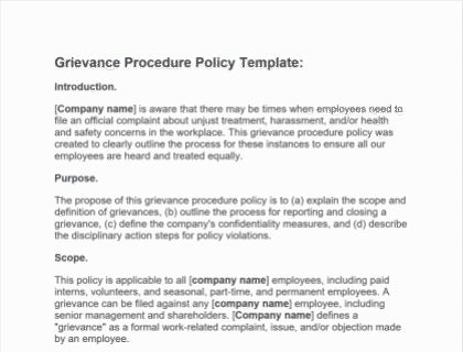 Grievance procedure policy template pdf download.