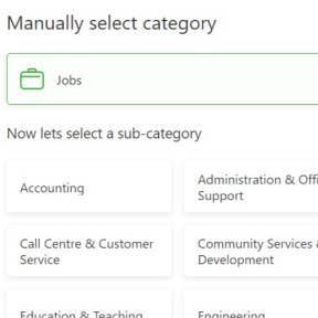 Select the "Jobs" category.