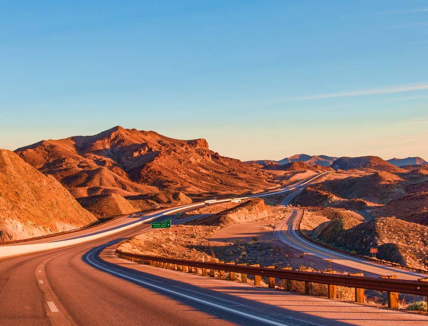 A rock formation next to a road outside of Henderson, Nevada.