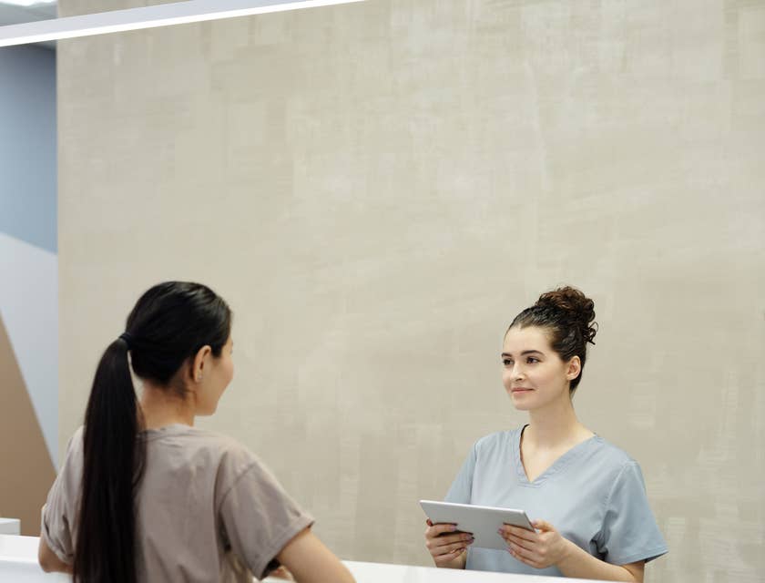 Hospital Scribe talking to a patient